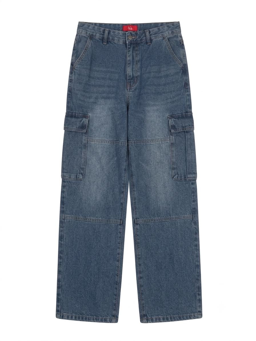 Wide-Leg Cargo Jeans